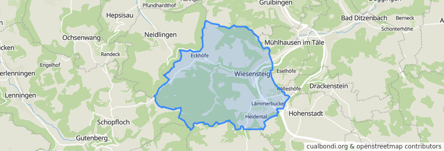 Mapa de ubicacion de Wiesensteig.