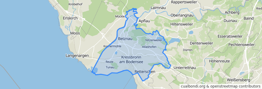 Mapa de ubicacion de Kressbronn am Bodensee.