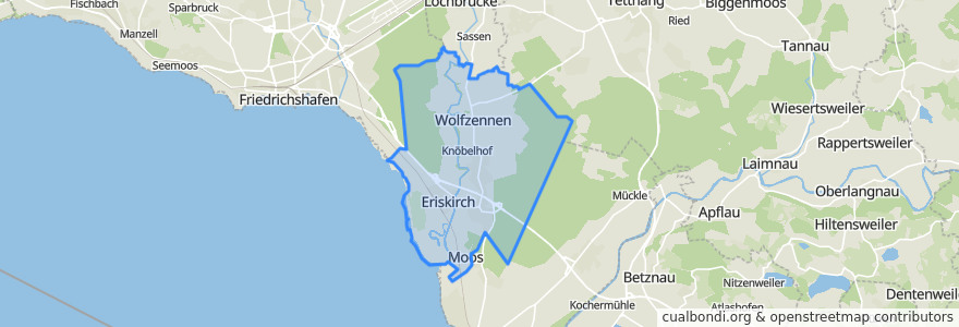 Mapa de ubicacion de Eriskirch.