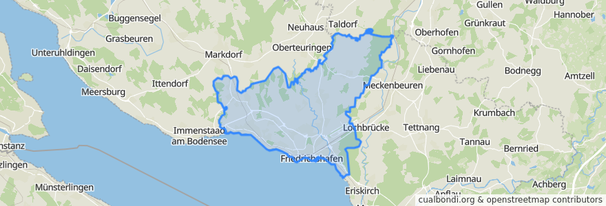 Mapa de ubicacion de Friedrichshafen.