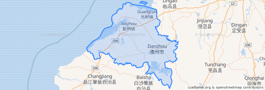 Mapa de ubicacion de Danzhou.