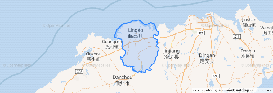 Mapa de ubicacion de Xian de Lingao.