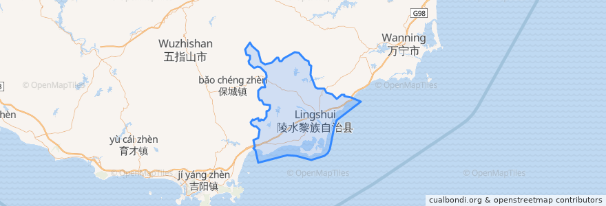 Mapa de ubicacion de Lingshui.