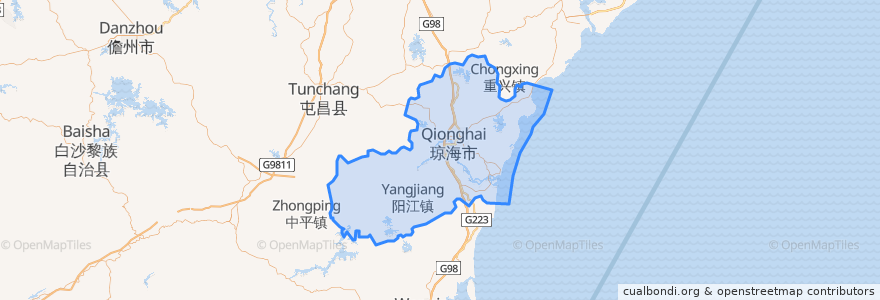 Mapa de ubicacion de Qionghai.