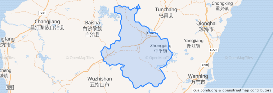 Mapa de ubicacion de Qiongzhong.