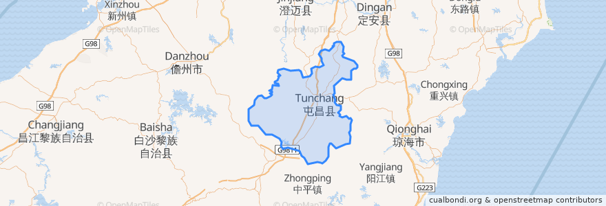 Mapa de ubicacion de Contea di Tunchang.