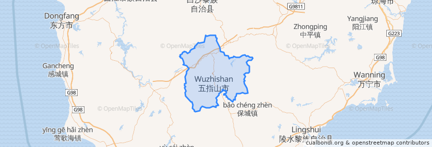 Mapa de ubicacion de Wuzhishan City.