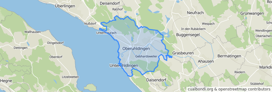 Mapa de ubicacion de Uhldingen-Mühlhofen.