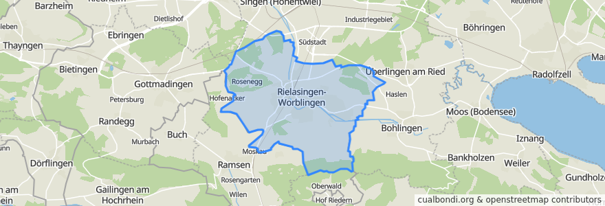 Mapa de ubicacion de Rielasingen-Worblingen.