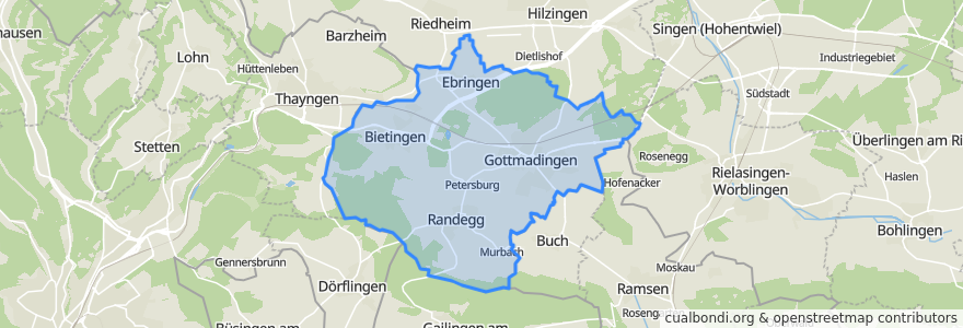 Mapa de ubicacion de Gottmadingen.