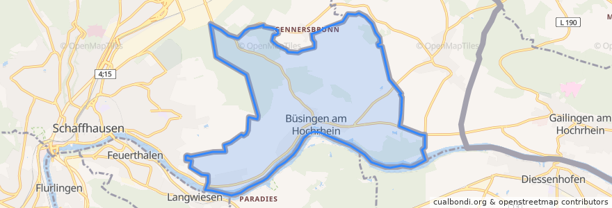 Mapa de ubicacion de Büsingen am Hochrhein.