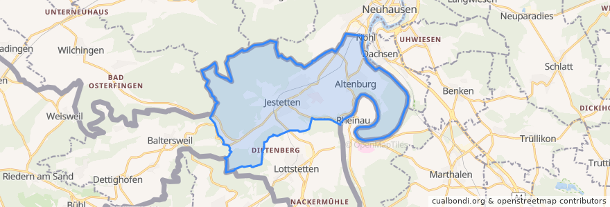 Mapa de ubicacion de Jestetten.