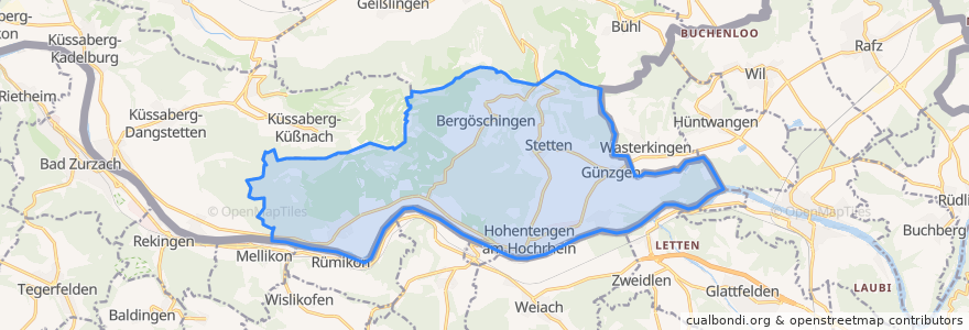 Mapa de ubicacion de Hohentengen am Hochrhein.