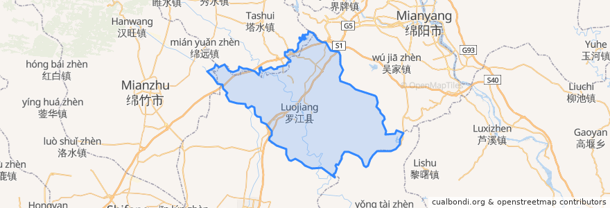 Mapa de ubicacion de 罗江区.