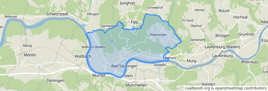 Mapa de ubicacion de Bad Säckingen.