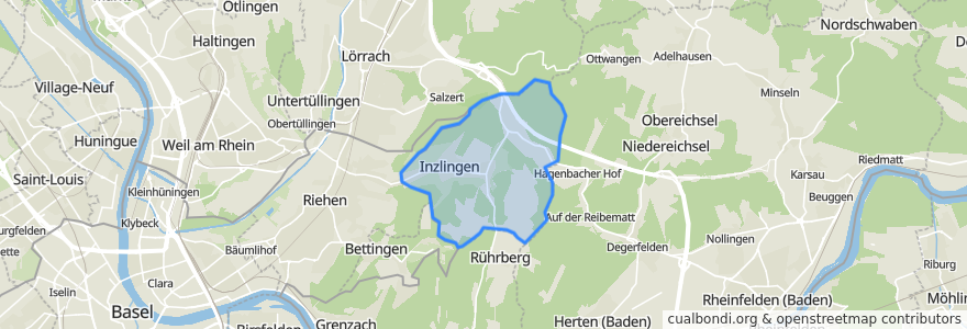 Mapa de ubicacion de Inzlingen.