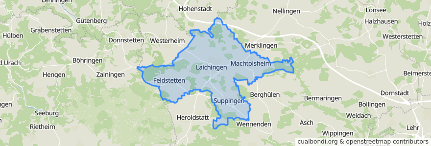 Mapa de ubicacion de Laichingen.