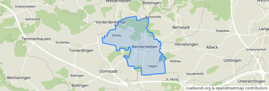 Mapa de ubicacion de Beimerstetten.