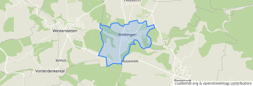 Mapa de ubicacion de Breitingen.