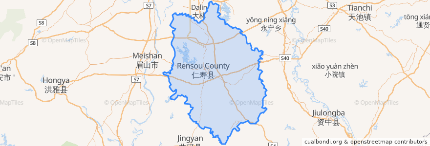 Mapa de ubicacion de Renshou County.