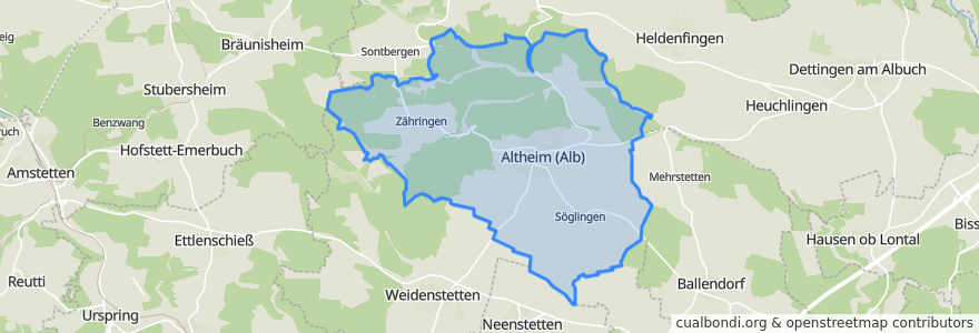 Mapa de ubicacion de Altheim (Alb).