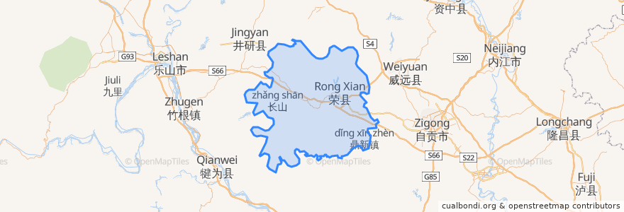 Mapa de ubicacion de Rong County.