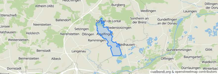 Mapa de ubicacion de Asselfingen.