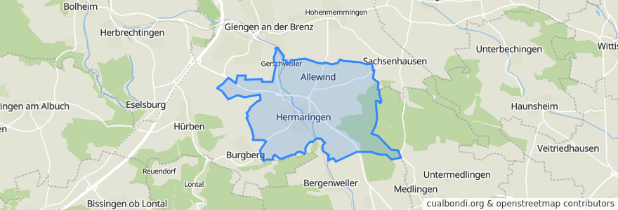 Mapa de ubicacion de Hermaringen.