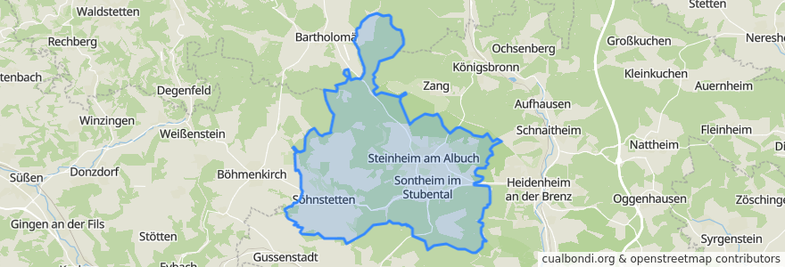 Mapa de ubicacion de Steinheim am Albuch.