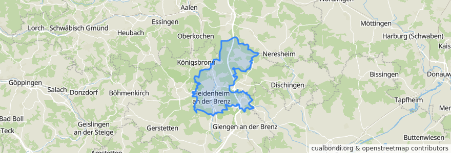 Mapa de ubicacion de Heidenheim an der Brenz.