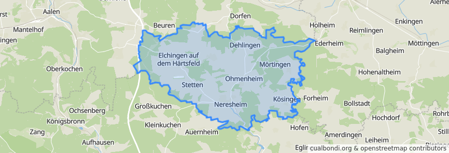 Mapa de ubicacion de Neresheim.