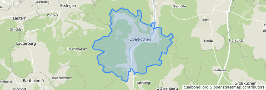 Mapa de ubicacion de Oberkochen.