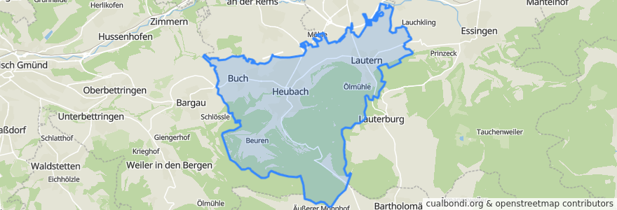 Mapa de ubicacion de Heubach.