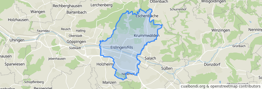 Mapa de ubicacion de Eislingen/Fils.