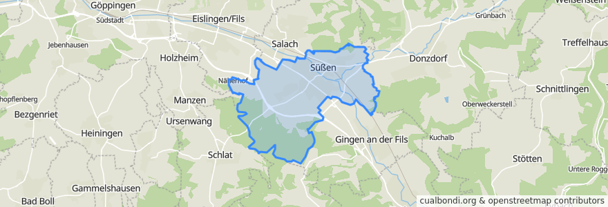 Mapa de ubicacion de Süßen.