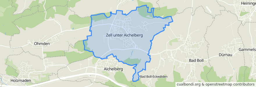 Mapa de ubicacion de Zell unter Aichelberg.