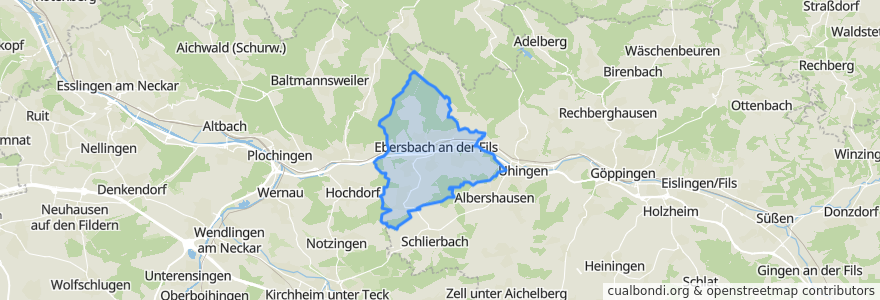 Mapa de ubicacion de Ebersbach an der Fils.