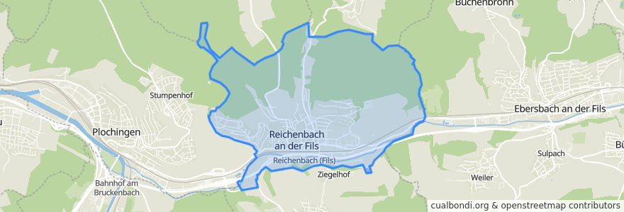 Mapa de ubicacion de Reichenbach an der Fils.