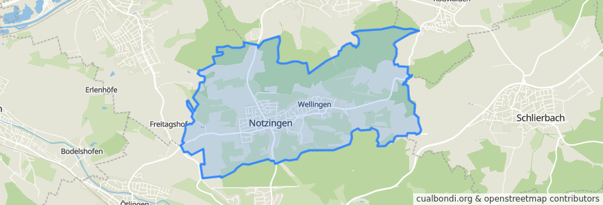 Mapa de ubicacion de Notzingen.