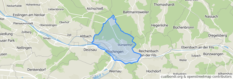 Mapa de ubicacion de Plochingen.