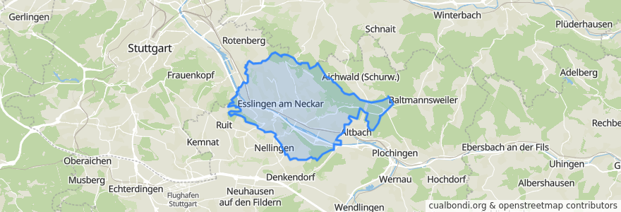 Mapa de ubicacion de Esslingen am Neckar.