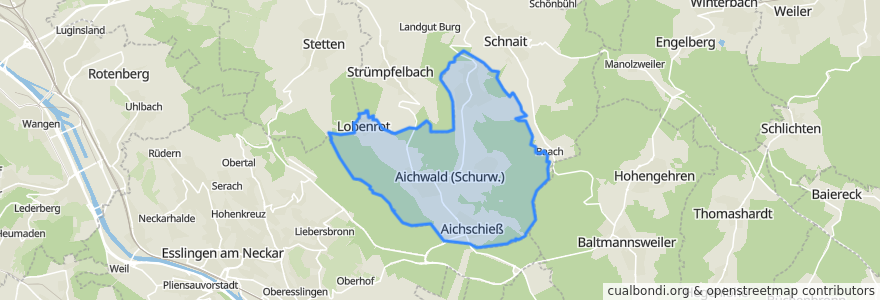 Mapa de ubicacion de Aichwald.