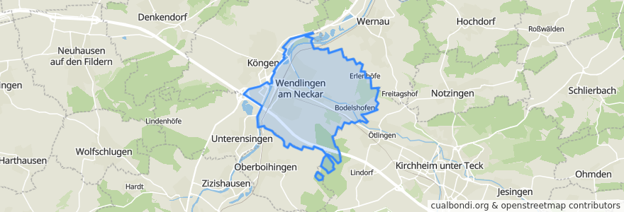 Mapa de ubicacion de Wendlingen am Neckar.