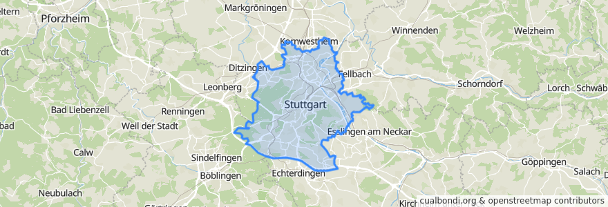 Mapa de ubicacion de Stuttgart.