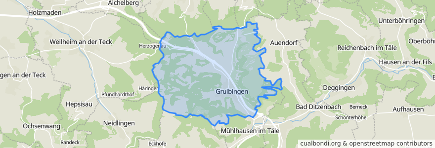 Mapa de ubicacion de Gruibingen.