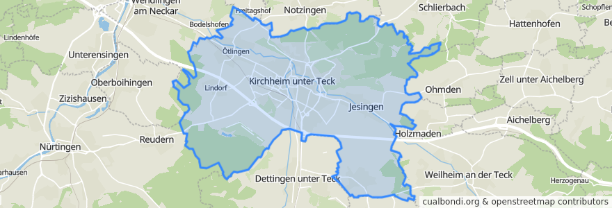 Mapa de ubicacion de Kirchheim unter Teck.