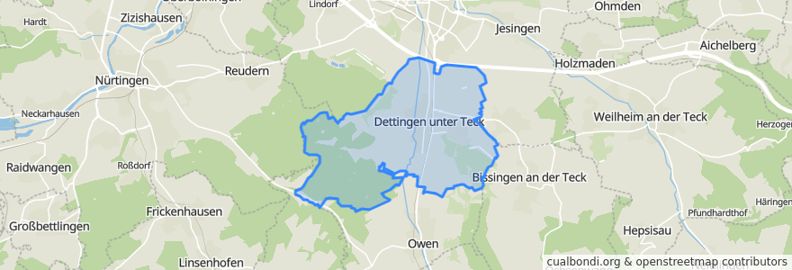 Mapa de ubicacion de Dettingen unter Teck.