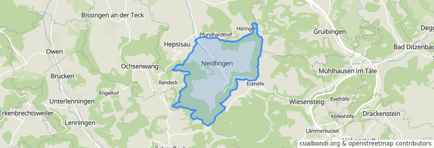 Mapa de ubicacion de Neidlingen.