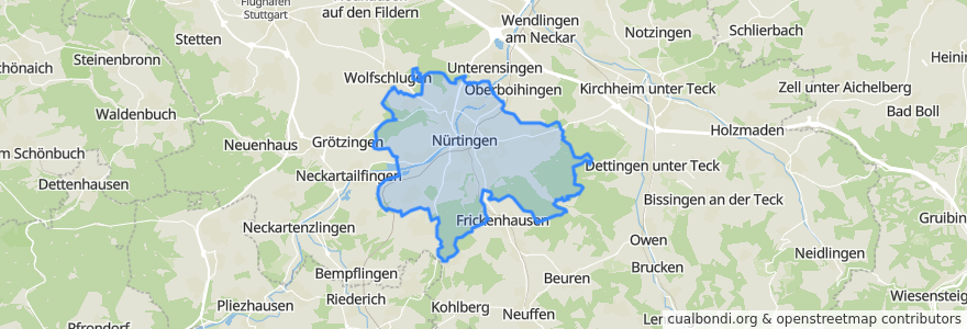 Mapa de ubicacion de Nürtingen.