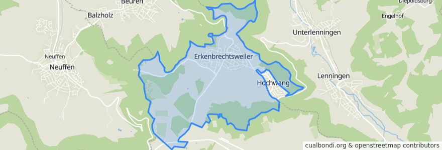 Mapa de ubicacion de Erkenbrechtsweiler.